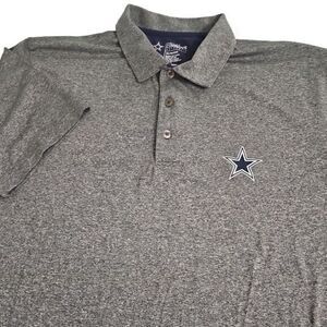 Dallas Cowboys Authentic 100% Polyester Polo Mens X-Large, XL Grey Short Sleeve‎